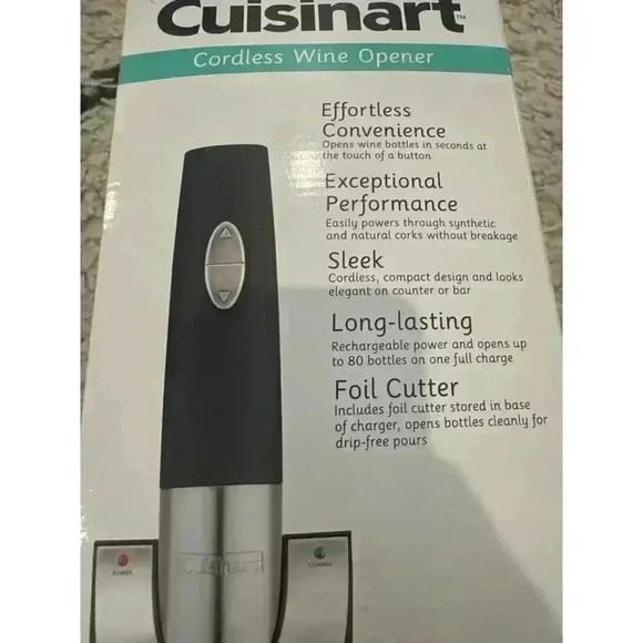 CUISINART Wine Opener Vacuum Sealer Cordless Handheld NIB Foil Cutter CWO-48 - Picture 2 of 4